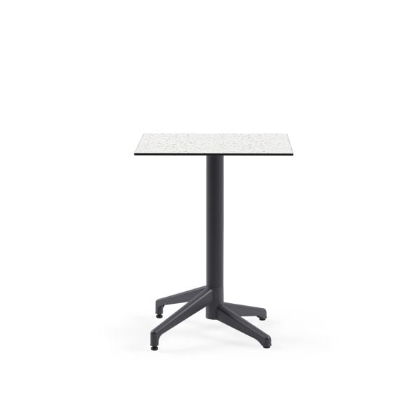 Compact Paslanmaz Balkon Masası - 60x60 cm Terrazzo Mermer Desenli Laminat Üst, Antrasit Gri Ayaklı, Dış Mekan ve İç Mekan Kullanımı
