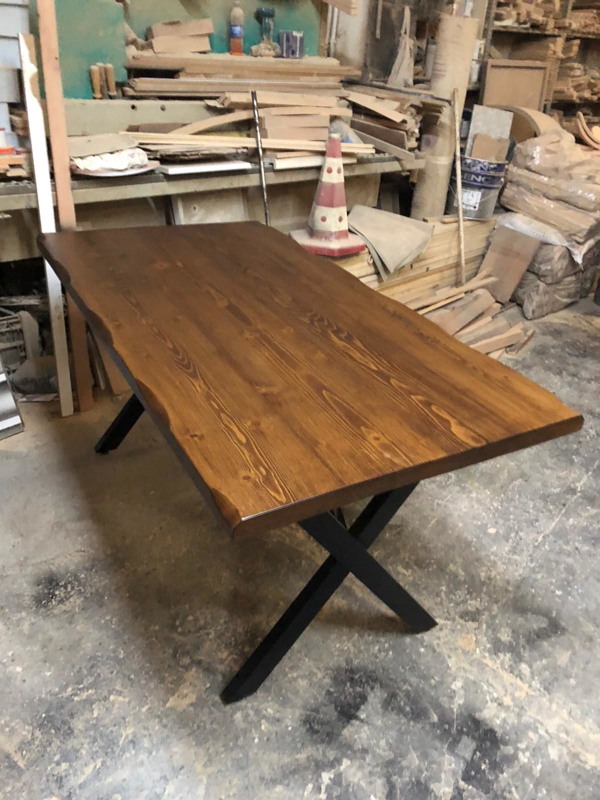 Ceviz Kütük Ağaç Masa 140x80 Doğal Göknar Üst Tabla