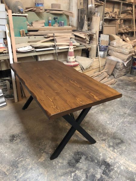 Ceviz Kütük Ağaç Masa 140x80 Doğal Göknar Üst Tabla