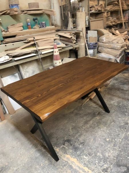 Ceviz Kütük Ağaç Masa 140x80 Doğal Göknar Üst Tabla