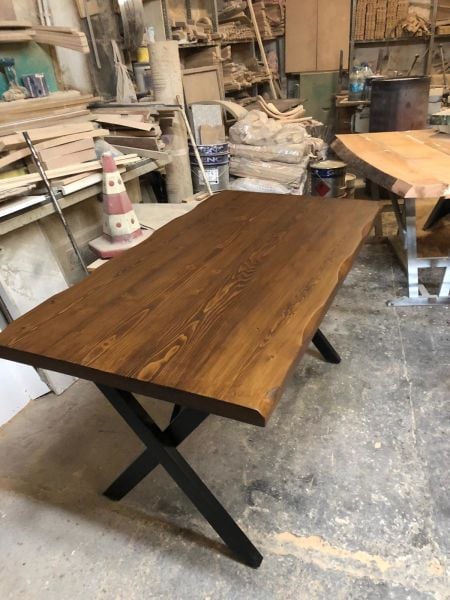 Ceviz Kütük Ağaç Masa 140x80 Doğal Göknar Üst Tabla