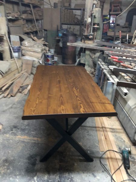 Ceviz Kütük Ağaç Masa 140x80 Doğal Göknar Üst Tabla