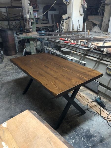 Ceviz Kütük Ağaç Masa 140x80 Doğal Göknar Üst Tabla