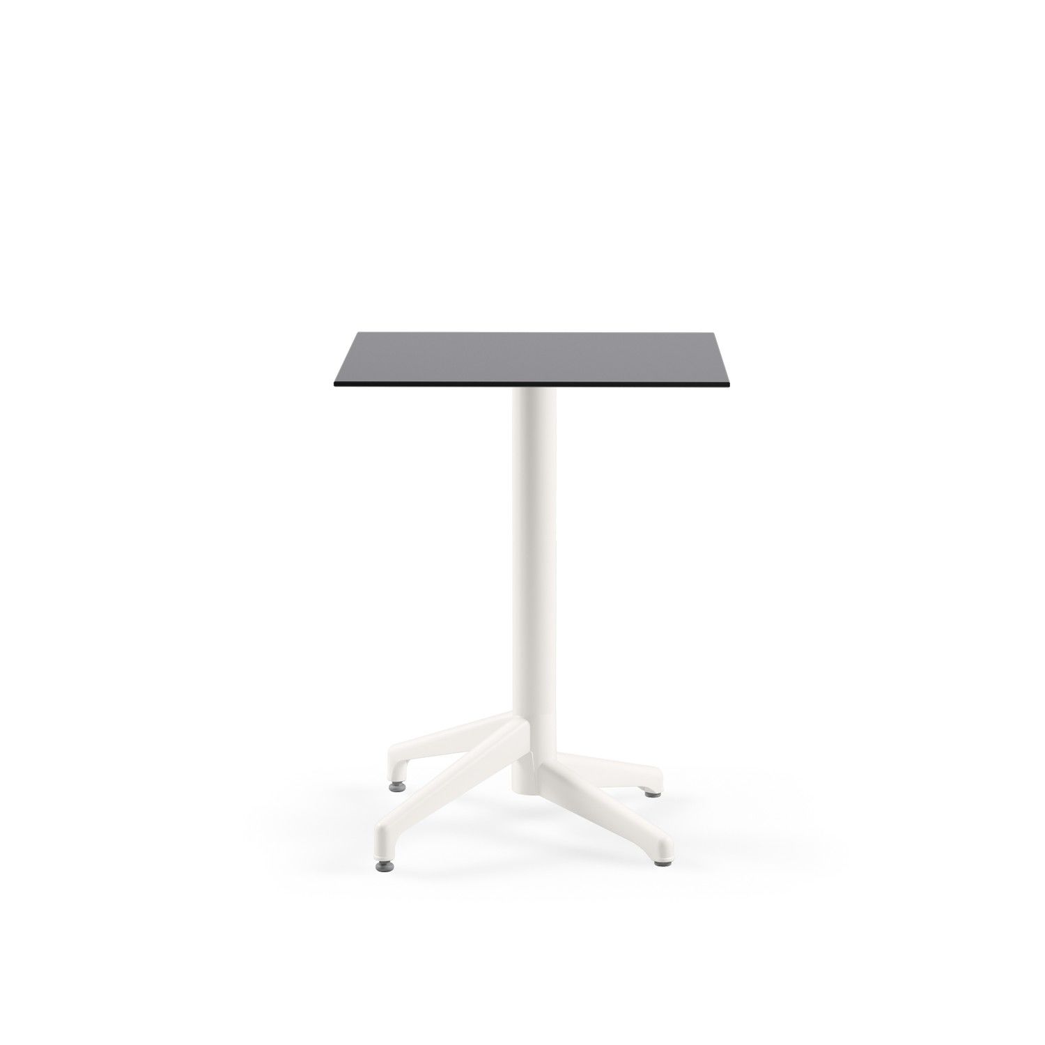 Compact Paslanmaz Cafe Masa 60x60 cm | Antrasit Gri Laminat Üst | Dış Mekan Bahçe Masası | Beyaz Alüminyum Ayak | Dayanıklı ve Uzun Ömürlü