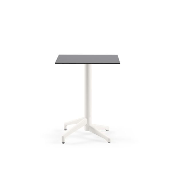 Compact Paslanmaz Cafe Masa 60x60 cm | Antrasit Gri Laminat Üst | Dış Mekan Bahçe Masası | Beyaz Alüminyum Ayak | Dayanıklı ve Uzun Ömürlü