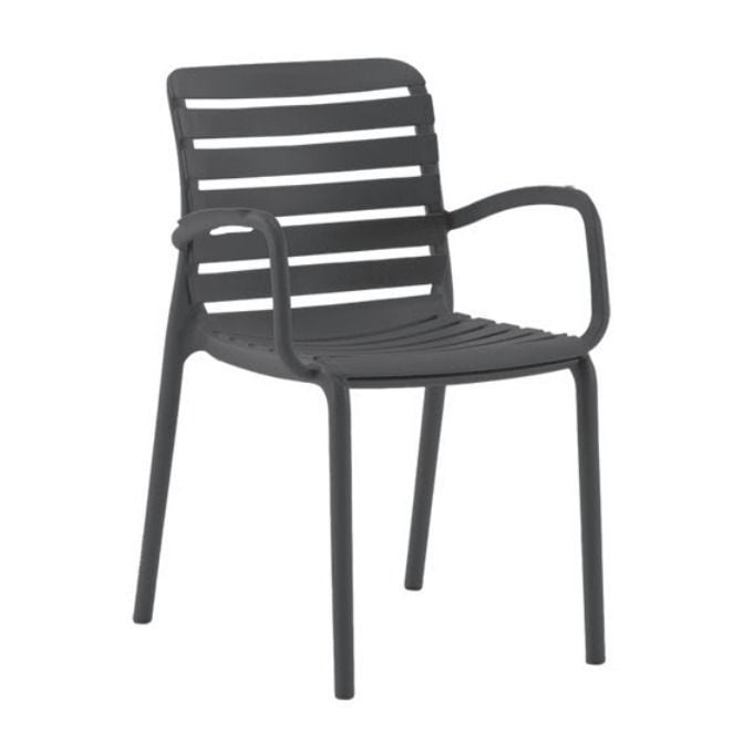 Dora Antrasit Kollu Plastik Bahçe Sandalyesi | Dayanıklı Dış Mekan