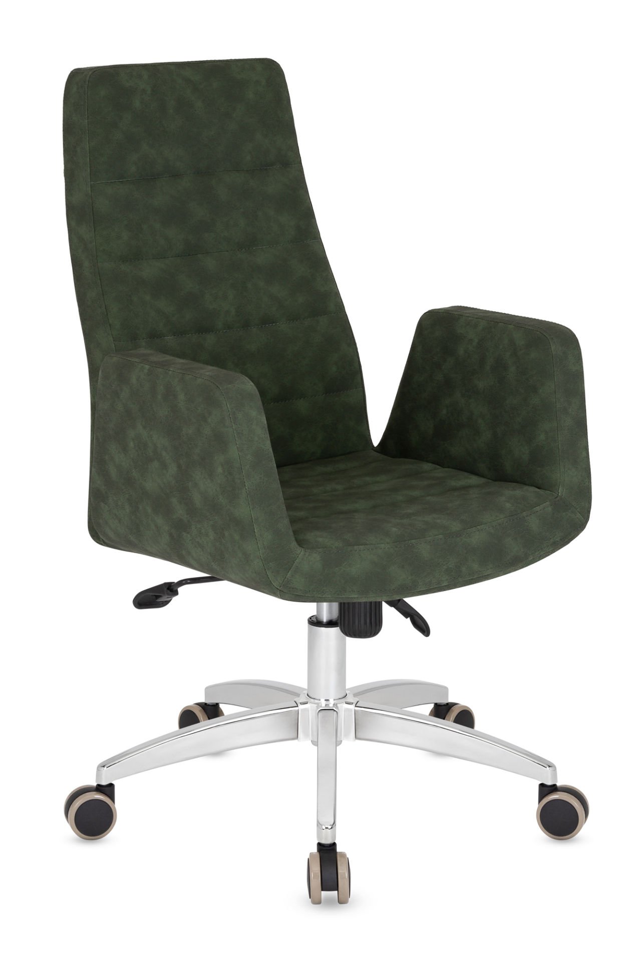 Arog Yeşil Deri Ergonomik Ofis ve Yönetici Koltuğu - Ayarlanabilir Rahatlık, Modern Tasarım, Krom Yıldız Ayak, Silinebilir Kaliteli Döşeme, Ücretsiz Kargo