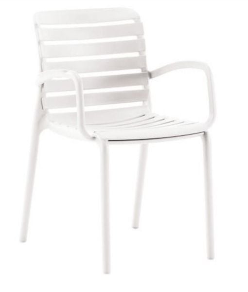 Dora Beyaz Kollu Bahçe Sandalyesi | Dayanıklı Dış Mekan