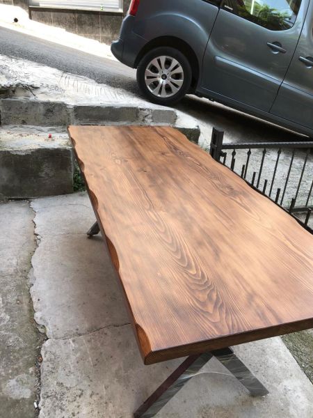 Göknar Ağacı Ceviz Kütük Yemek Odası Salon Masası