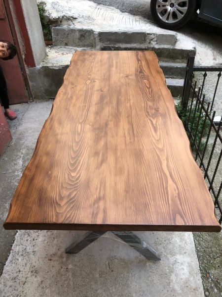Göknar Ağacı Ceviz Kütük Yemek Odası Salon Masası