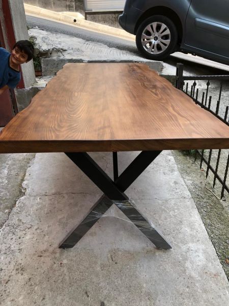 Göknar Ağacı Ceviz Kütük Yemek Odası Salon Masası