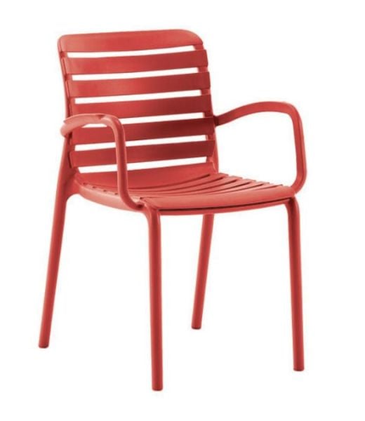 Dora Kırmızı Kollu Bahçe Sandalyesi | Dış Mekan