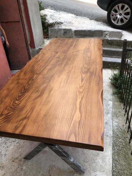 Göknar Ağacı Ceviz Kütük Yemek Odası Salon Masası Modelleri 80x180