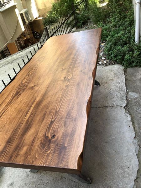 Göknar Ağacı Ceviz Kütük Yemek Odası Salon Masası Modelleri 80x180