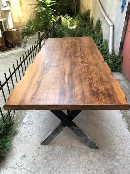Göknar Ağacı Ceviz Kütük Yemek Odası Salon Masası Modelleri 80x180