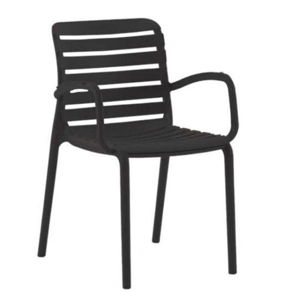 Dora Siyah Kollu Bahçe Sandalyesi | Dayanıklı Dış Mekan