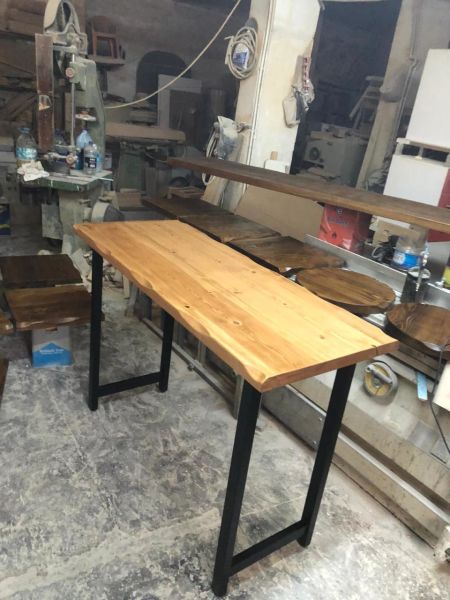 60x140 Doğal Ağaç Ahşap Kütük Bar Masası