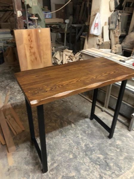 60x120 Göknar Ağacı Ceviz Kütük Bar Masası