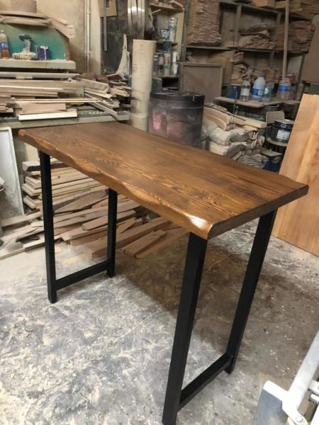 60x120 Göknar Ağacı Ceviz Kütük Bar Masası