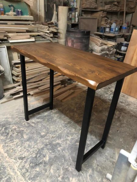 60x120 Göknar Ağacı Ceviz Kütük Bar Masası