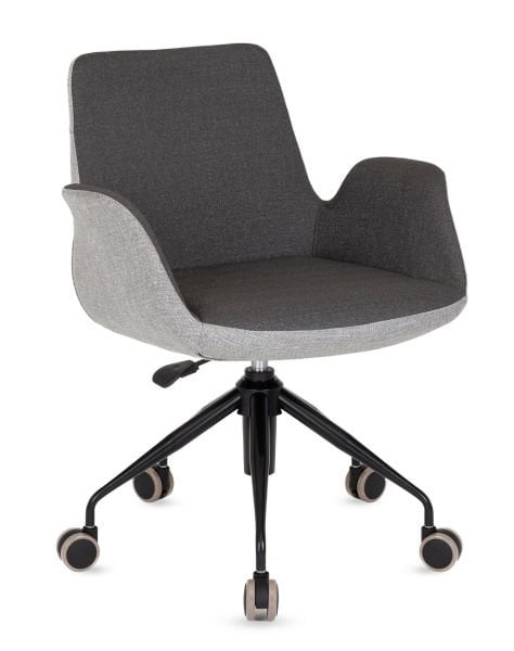 Lena Metal Siyah Ahtapot Ayaklı Çift Renk Kumaş Ofis Çalışma Koltuğu – Antrasit Koyu Gri ve Açık Gri Ergonomik Yükseklik Ayarlı Tilt Mekanizmalı Şık Sekreter Sandalyesi