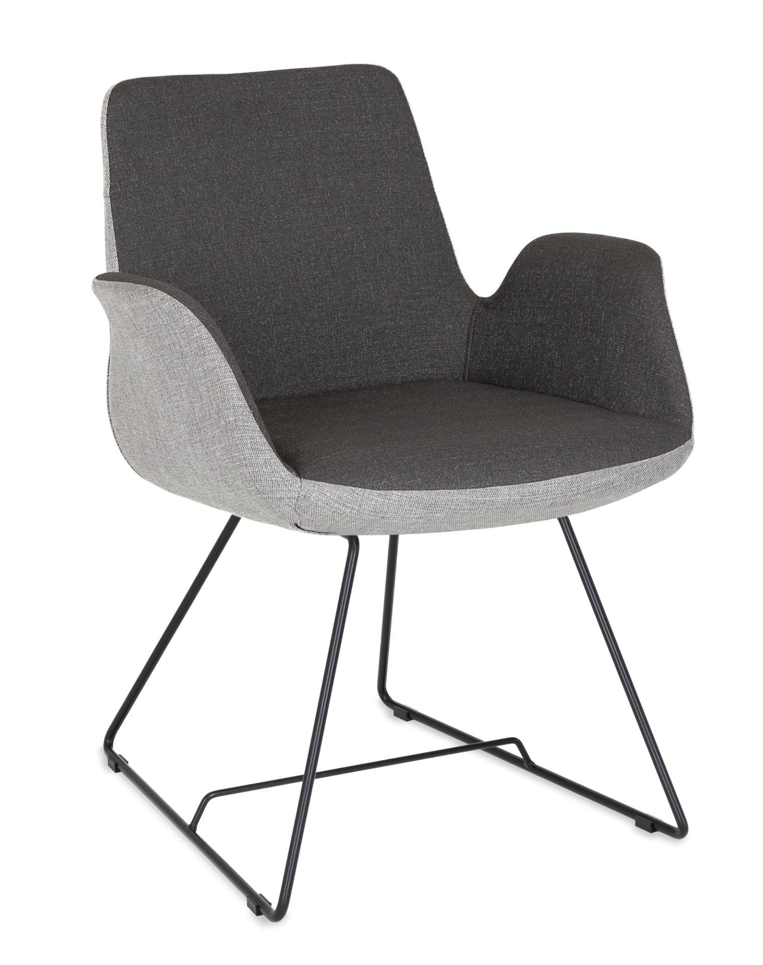 Modern Lena Çift Renk Antrasit ve Açık Gri Kumaş Ofis Bekleme Sandalyesi – Ergonomik ve Şık Tel Ayaklı Model, Ofis, Lobi, Kuaför, Klinik, Mağaza Bekleme Alanları için İdeal Tasarım