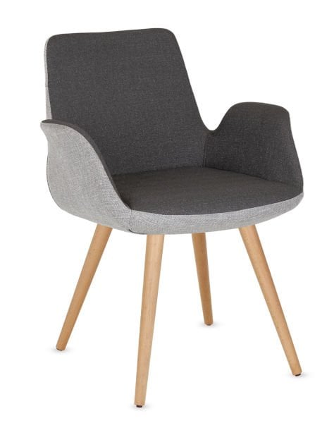 Ergonomik Lena Ahşap Ayaklı Çift Renk Kumaş Sandalye - Antrasit ve Açık Gri, Naturel Kayın Şıklığıyla Mutfak, Yemek Odası, Cafe ve Otel İçin İdeal Tasarım