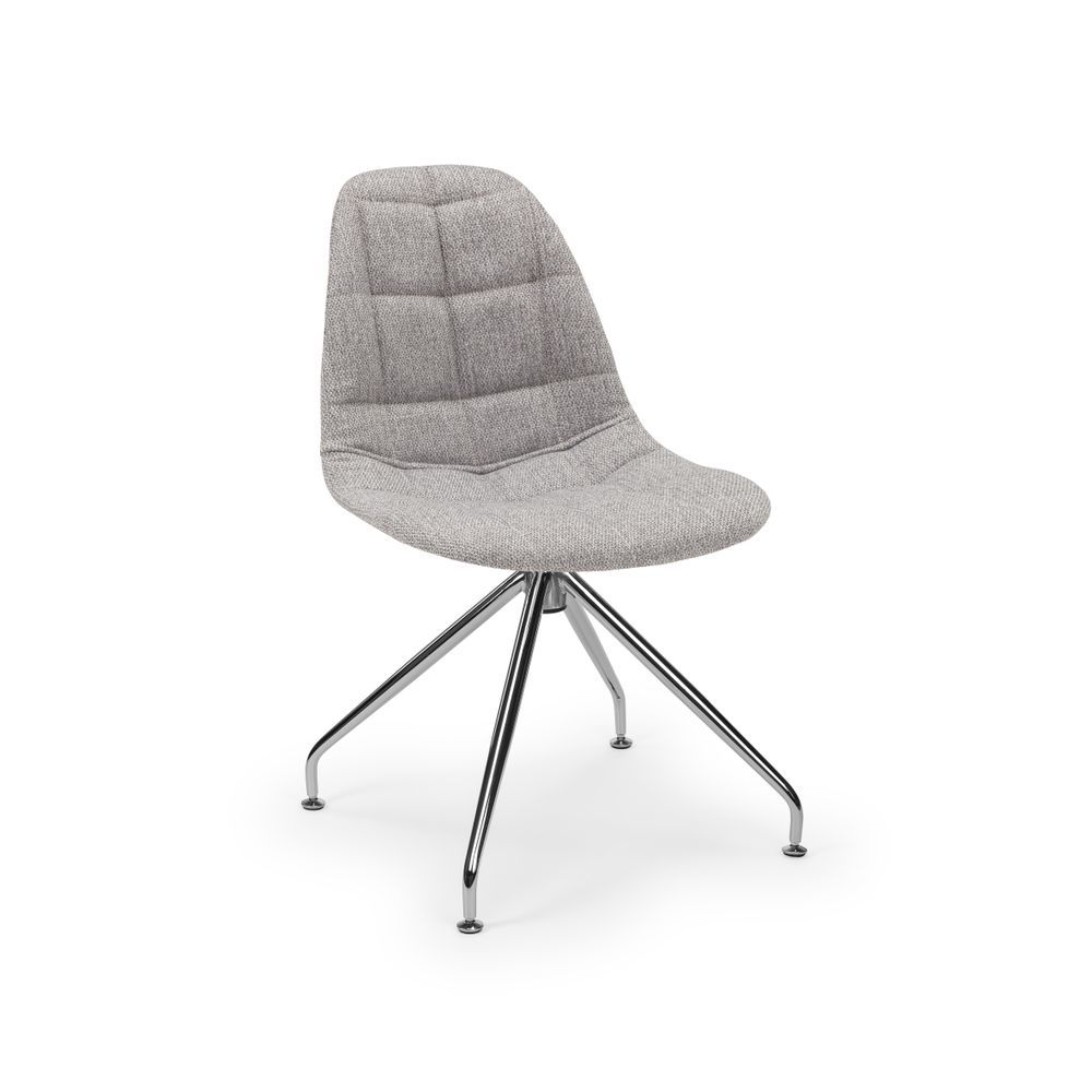 Eos Metal Krom Çok Yönlü Ayaklı Gri Kumaş Döşemeli Tekerleksiz Ofis Sandalyesi