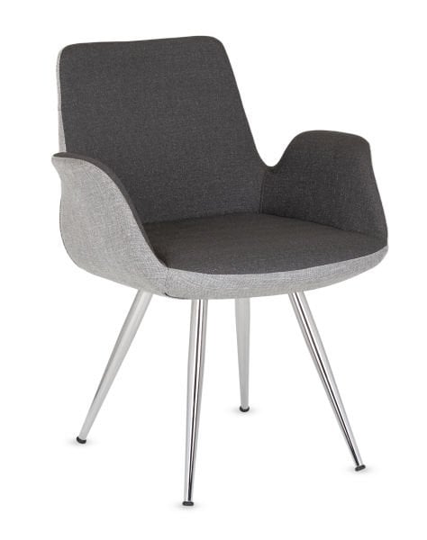 Lena Metal Krom Ayaklı Çift Renk Antrasit Koyu Gri ve Açık Gri Kumaş Sandalye - Mutfak, Yemek Odası, Salon, Cafe, Restoran ve Otel İçin İdeal Sandalye Modeli