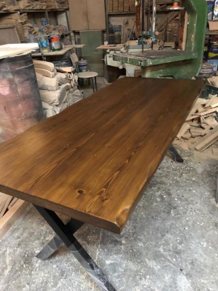 180x80.cm Göknar Ağacı Ceviz Kütük Masa Fiyatları