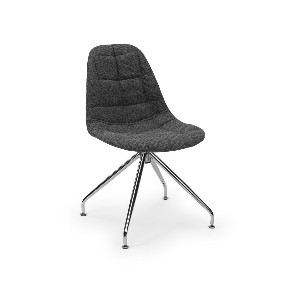 Eos Metal Krom Çok Yönlü Ayaklı Antrasit Gri Kumaş Döşemeli Tekerleksiz Ofis Sandalyesi