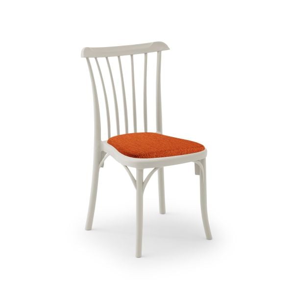 Bej Turuncu Pedli Mutfak Sandalyesi İstiflenebilir Model