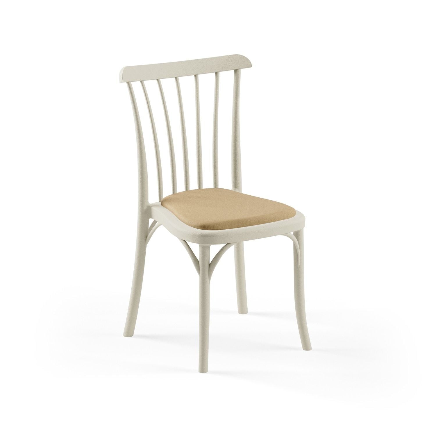 Bej Plastik Su Geçirmez Bej Kumaş Cafe Sandalyesi