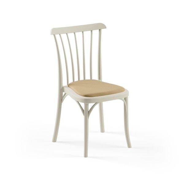 Bej Plastik Su Geçirmez Bej Kumaş Cafe Sandalyesi