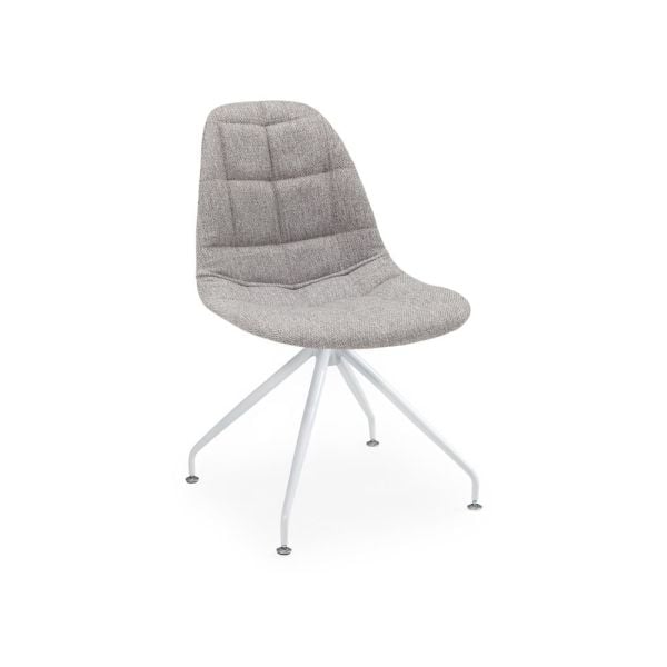 Eos Metal Beyaz Ayak Gri Kumaş Tekerleksiz Ev Ve Ofis Çalışma Sandalyesi