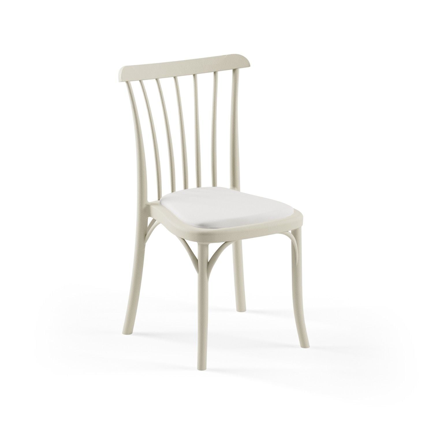 Bej Gövde Beyaz Kumaş Pedli Mutfak Sandalyesi