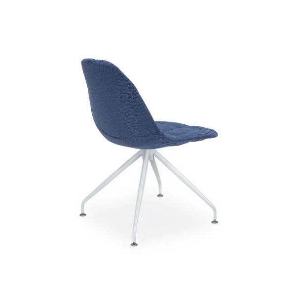 Eos Metal Beyaz Ayak Mavi Kumaş Tekerleksiz Ev Ve Ofis Çalışma Sandalyesi