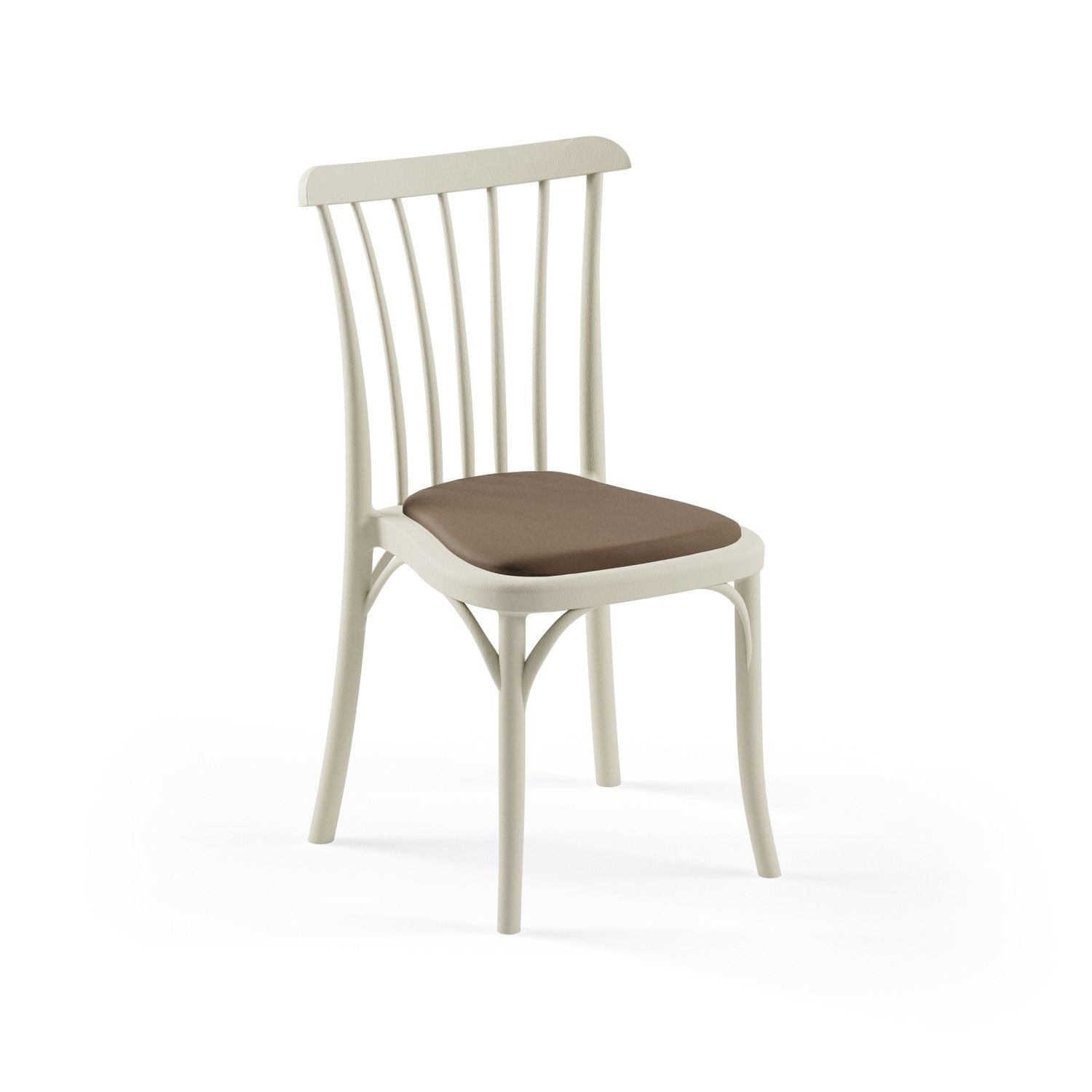 Bej Pedli Plastik Otel Sandalyesi Monoblok İstiflenir