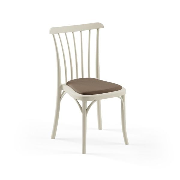 Bej Pedli Plastik Otel Sandalyesi Monoblok İstiflenir