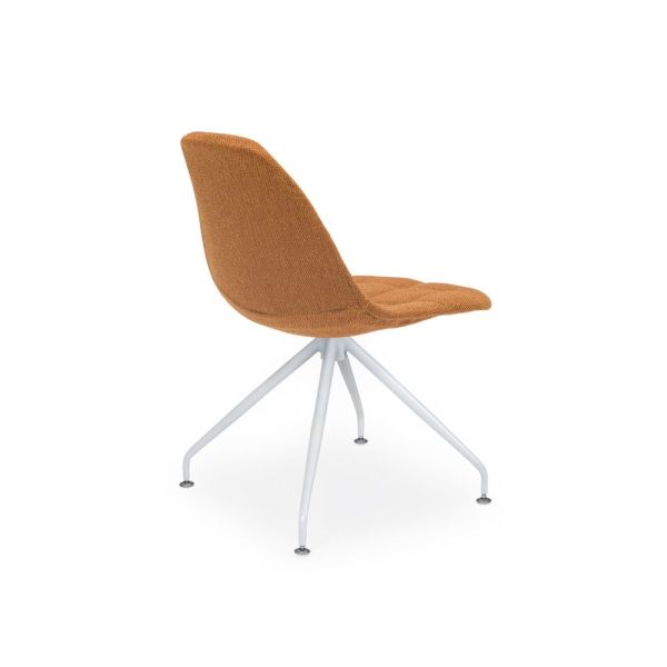 Eos Metal Beyaz Ayak Turuncu Kumaş Tekerleksiz Ev Ve Ofis Çalışma Sandalyesi
