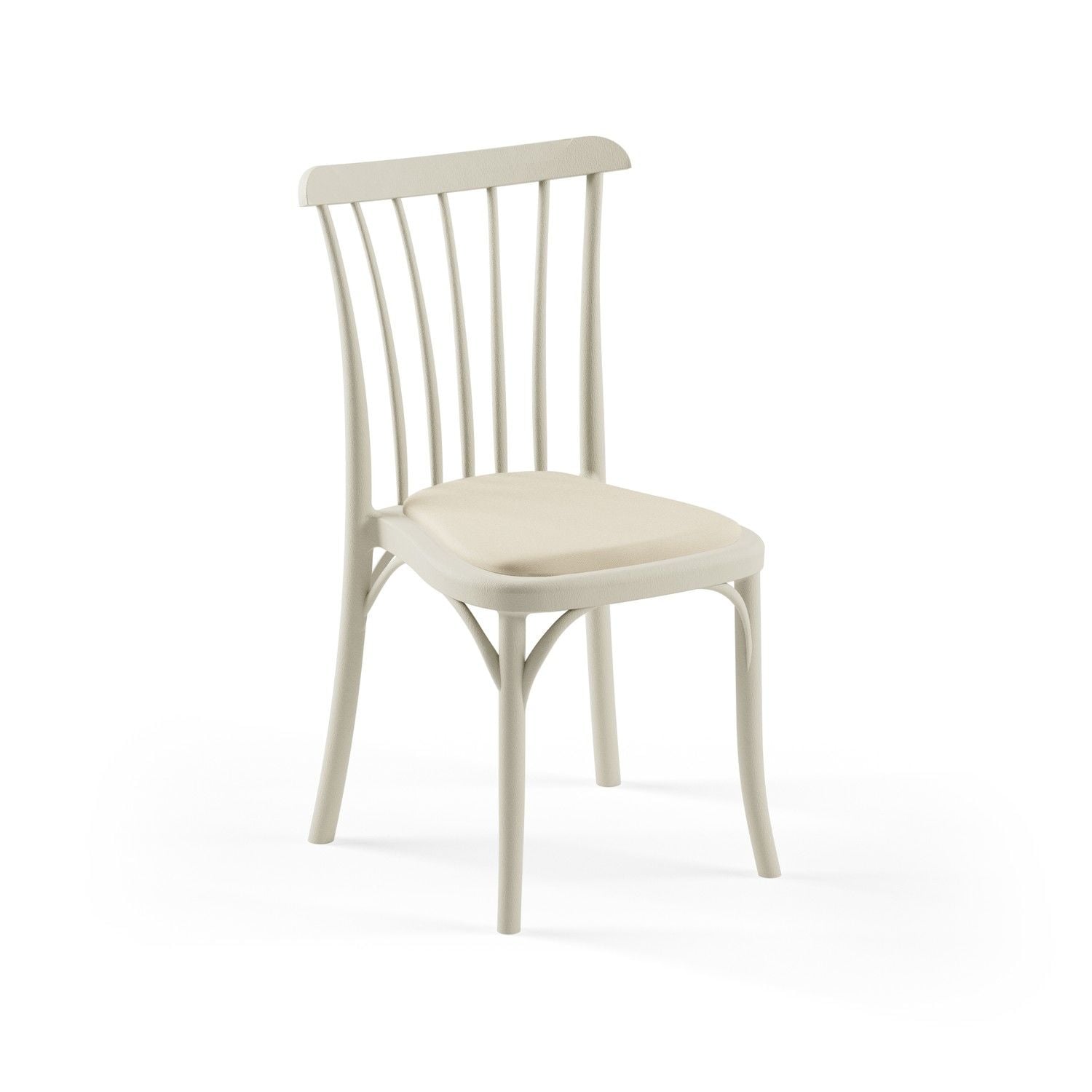 Krem Pedli Plastik Mutfak Sandalyesi Monoblok İstiflenir