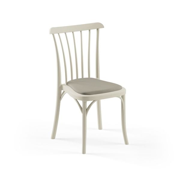 Bej Plastik  Pedli Yemek Sandalyesi İstiflenir