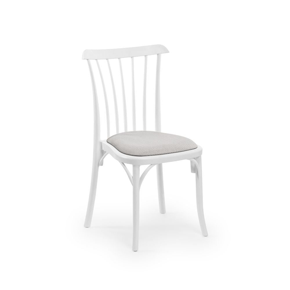 Beyaz Pedli Plastik Mutfak Sandalyesi Monoblok İstiflenir