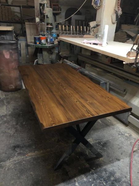 Doğal Göknar Ağacı Ceviz Kütük Yemek Odası Salon Masası 80x180