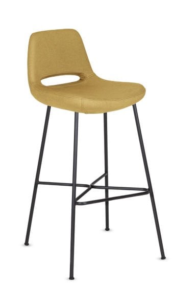 Mussel Hardal Deri Mutfak Bar Sandalyesi | Metal Siyah Ayak | Ergonomik ve Şık Bar Taburesi | Kafe, Restoran, Otel ve Ev İçin Modern Bar Sandalyesi