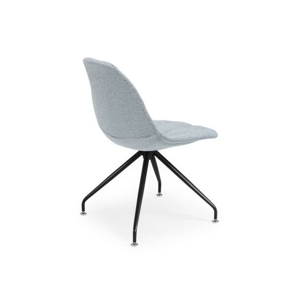 Eos Metal Siyah Boyalı Ayaklı Buz Mavisi Kumaş Tekerleksiz Ofis Sandalyesi