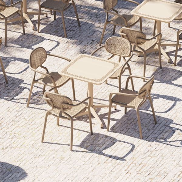 Kum Beji-Bej 70x70 Dış Mekan Bahçe Masa Sandalye Takımı