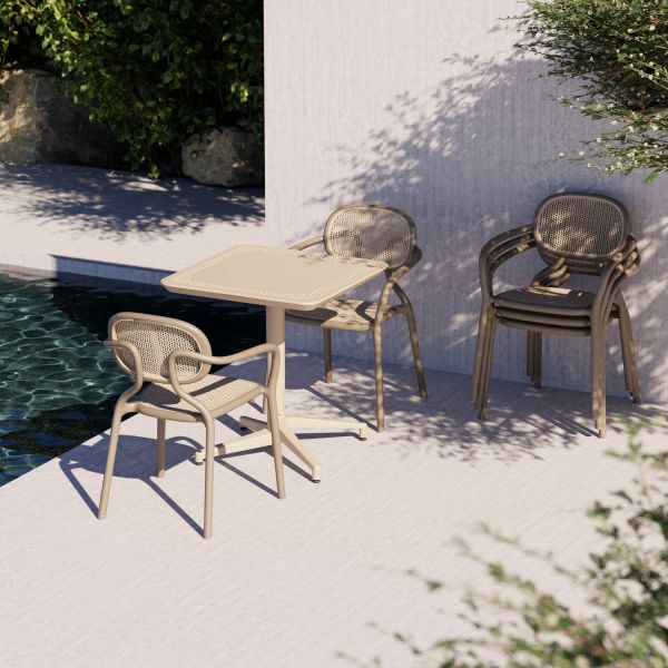 Kum Beji-Bej 70x70 Dış Mekan Bahçe Masa Sandalye Takımı