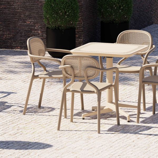 Kum Beji-Bej 70x70 Dış Mekan Bahçe Masa Sandalye Takımı