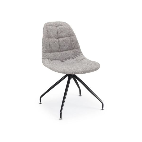 Eos Metal Siyah Ayaklı Gri Kumaş Tekerleksiz Ofis Sandalyesi
